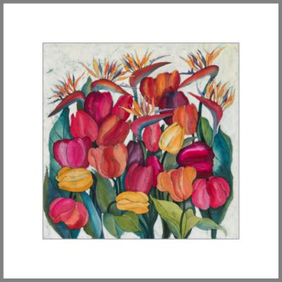 Tulips and Strelitzia - Original Batik Painting.
